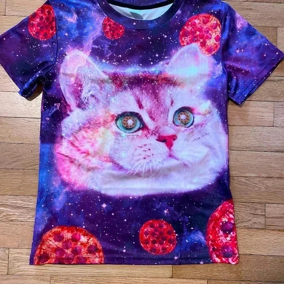 Unique Pizza Cat Tech Tee Uni S - Picture 1 of 6